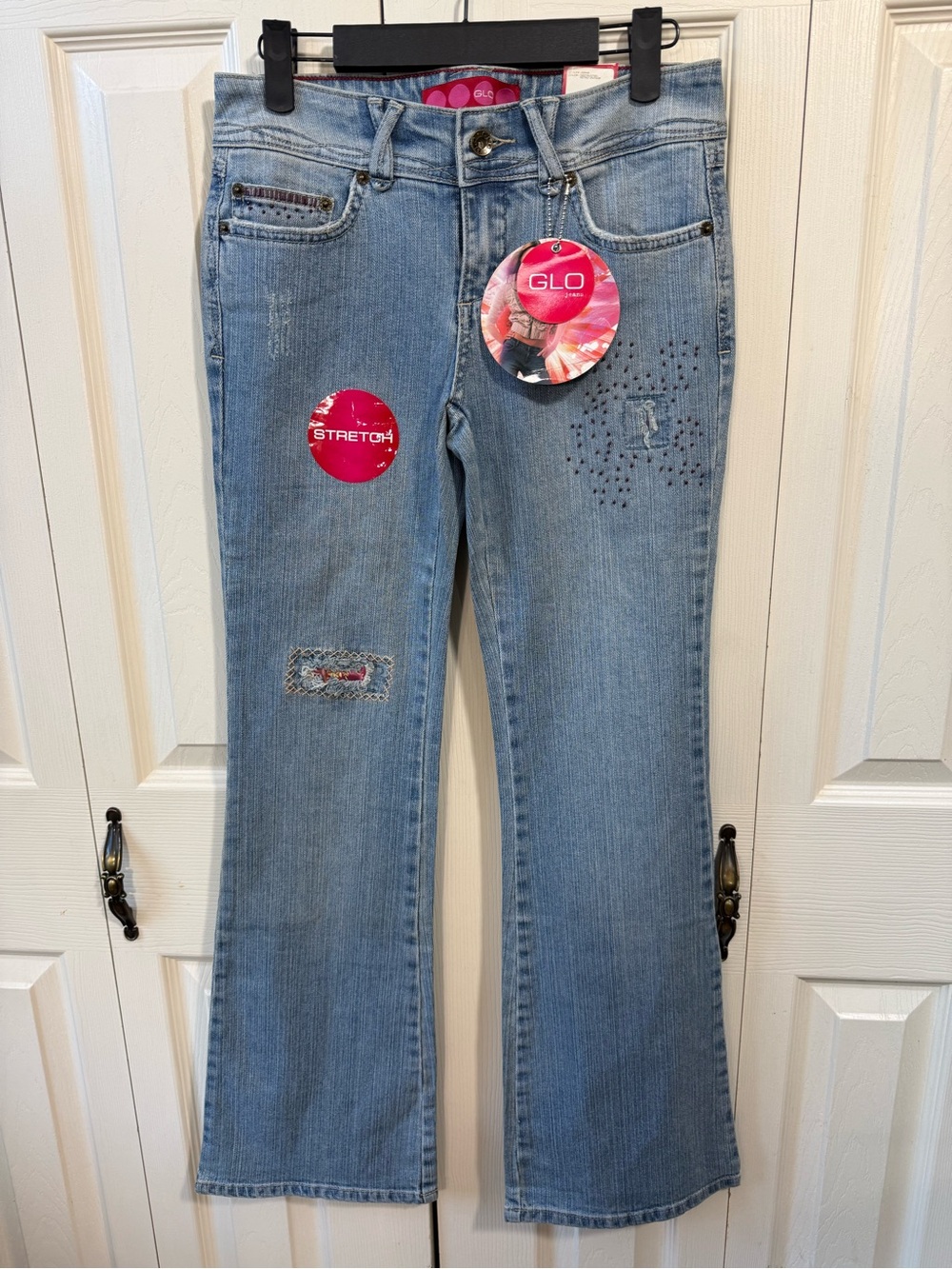 GLO Jeans Y2K Destructed Retro Vintage Flare Bootcut Light Wash Womens Size 1
